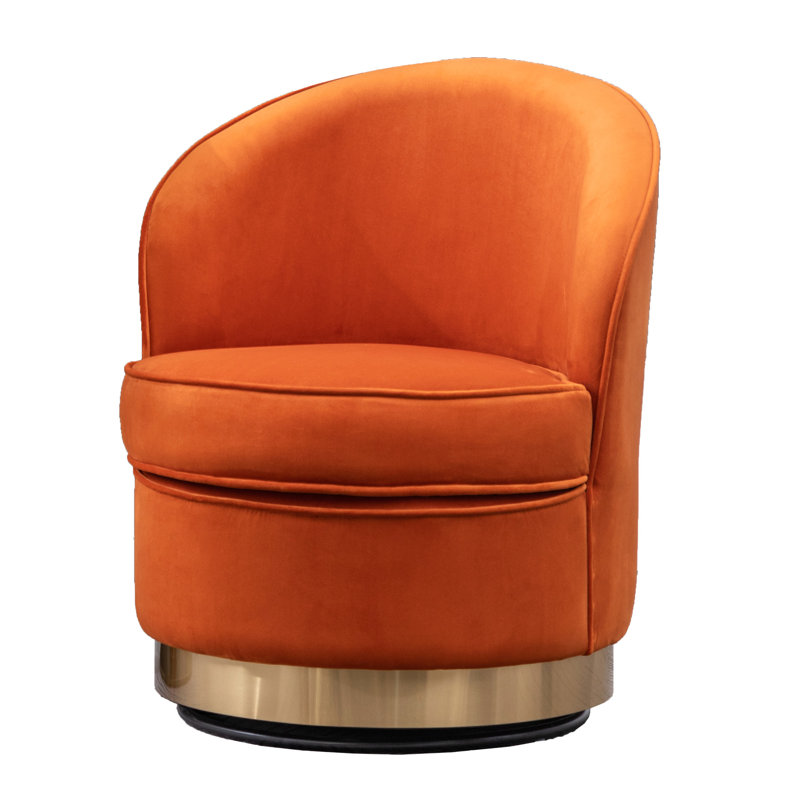 Fauteuil inclinable et pivotant en velours orange