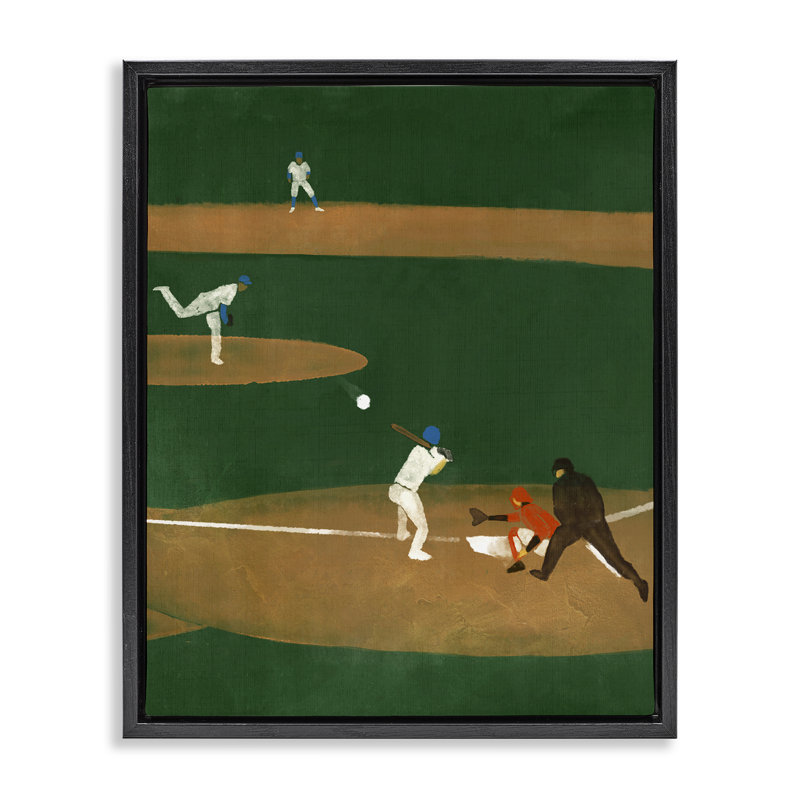 «Baseball Joueurs View» par Daphne Polselli, Cadre flottant noir de jais, H 21 po x l 17 po