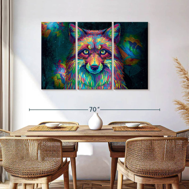 Brampt Rainbow Coloured Fox, 36" H x 57" W