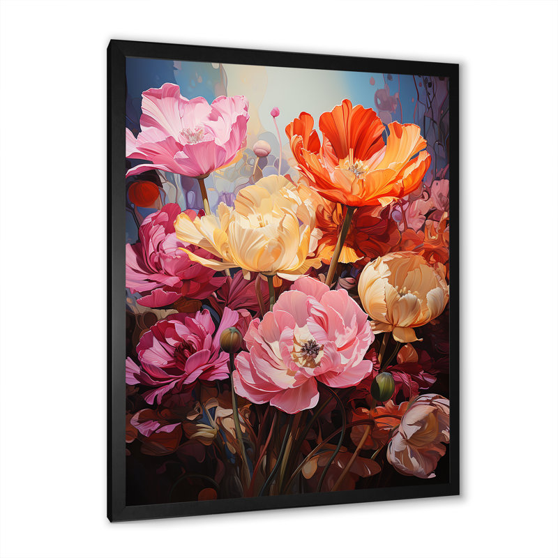 Tulipes, champs de couleur I - impressions sur toile florales, Cadre photo noir, H 20 po x l 12 po x P 1 po