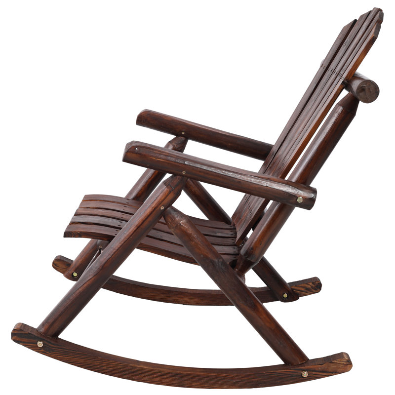 Chaise berçante en bois pour le porche (excluant la table), Brun