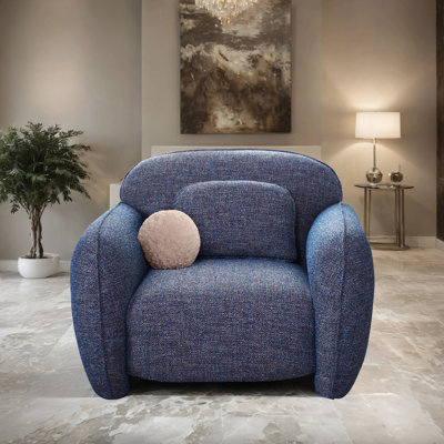 Alysa 43" Chenille Arm Chair With Accent Pillows