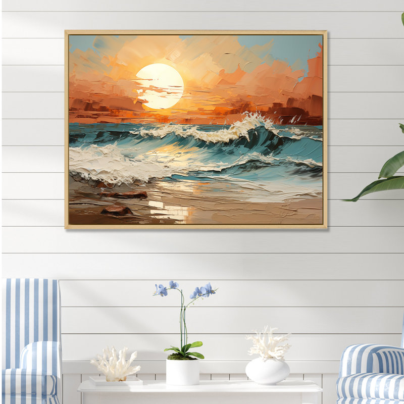 Poff - Décoration murale plage et océan, H 16 po x l 32 po x P 1 po, Cadre naturel flottant