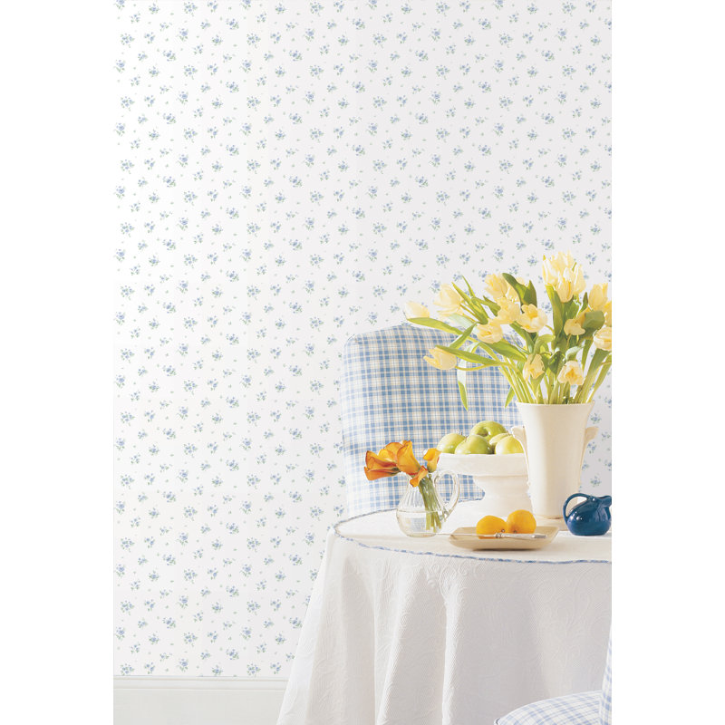 Pretty Prints Floral 10.05m x 53cm Matte Wallpaper Roll, Navy/White