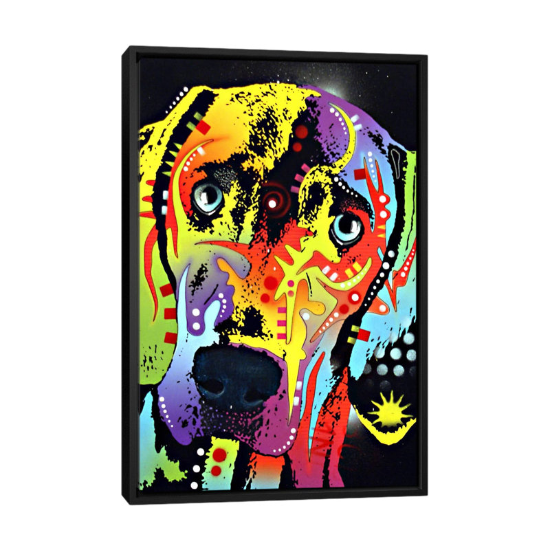 Weimaraner - reproduction sur toile, H 26 po x l 18 po x P 1,5 po, Toile encadrée noire