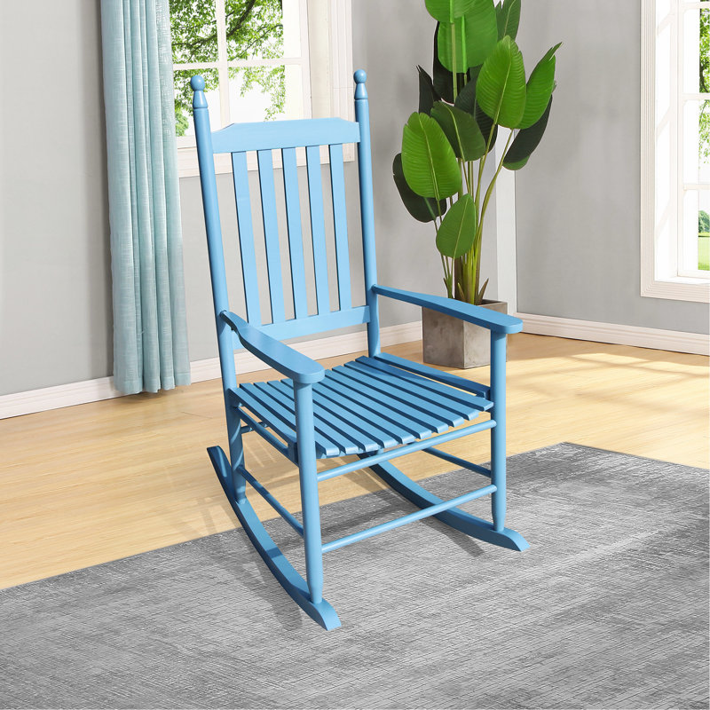 Chaise berçante en bois en bois bleu, Bleu