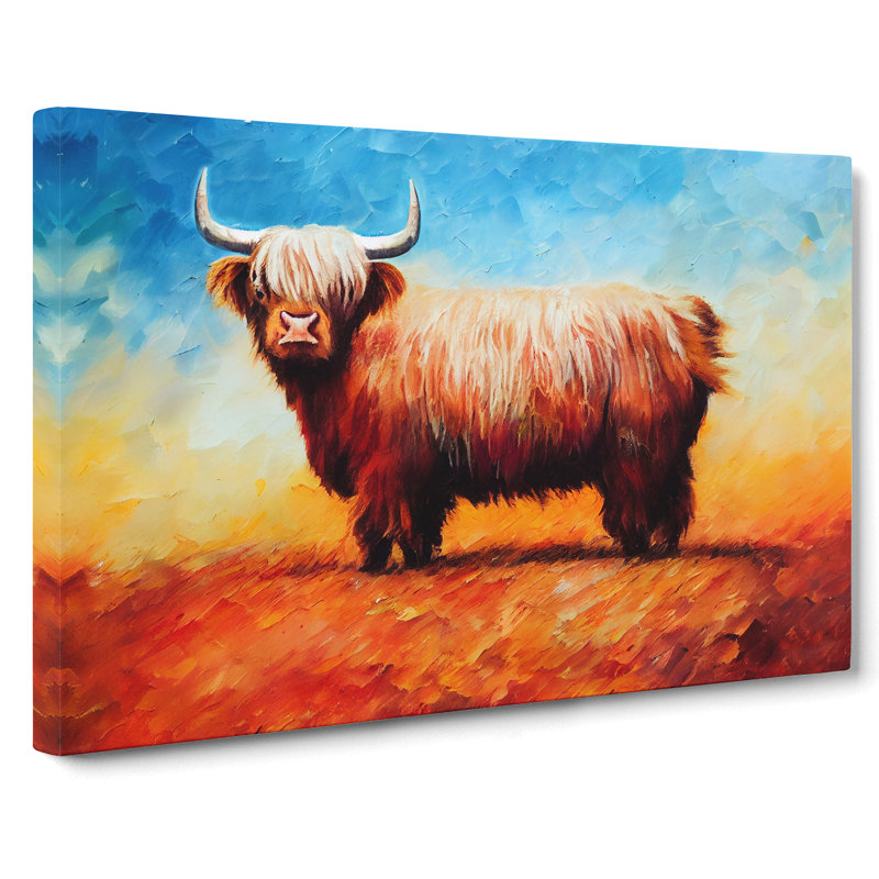 Highland Cow Painting Vol.6 Abstract - Wrapped Canvas Print, 35cm H x 50cm W x 3cm D