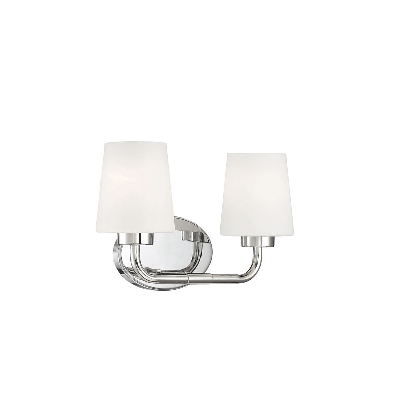 Chrome 2-Light Vanity with Etched Opal Glass Shades