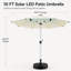 10 pi Parasol de terrasse en aluminium à énergie solaire à DEL pour attirer les visiteurs, les fêtes de jardin et les décorations décoratives