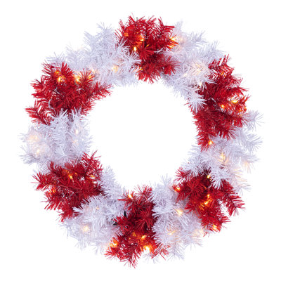 Couronne de Noël 24 po à double DEL pré-éclairée