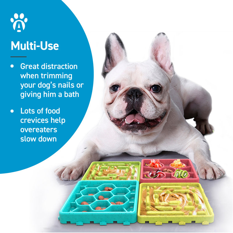 Multicolor Slow Feeding Dog Mat and Tray Set with Suction