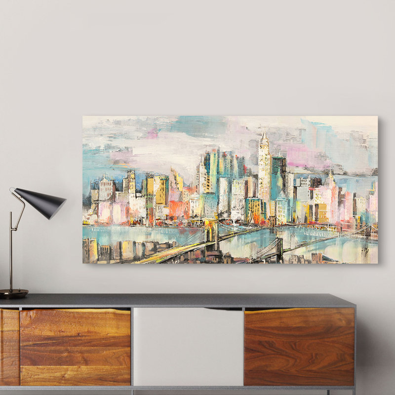 Colours In Manhattan by Luigi Florio - Wrapped Canvas Painting, 70cm H x 140cm W x 4cm D
