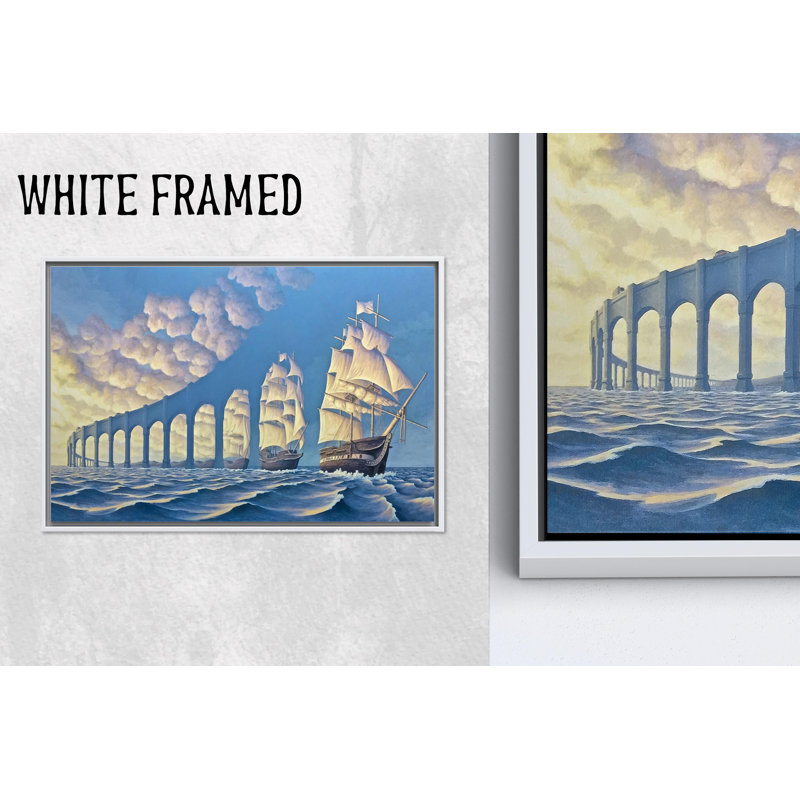 Toile imprimée: voilier pont en verre, art mural blanc 1P, 27,6 po H x 39,4 po l