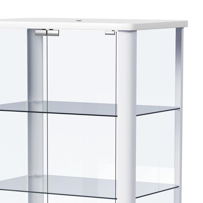 5-shelf Display Curio Cabinet with LED Lighting, Blanc