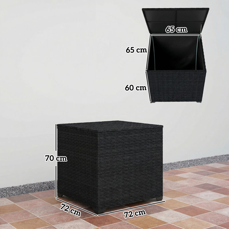 Outsunny 72cm W 253L Polyethylene Plastic, Steel Deck Box in Black