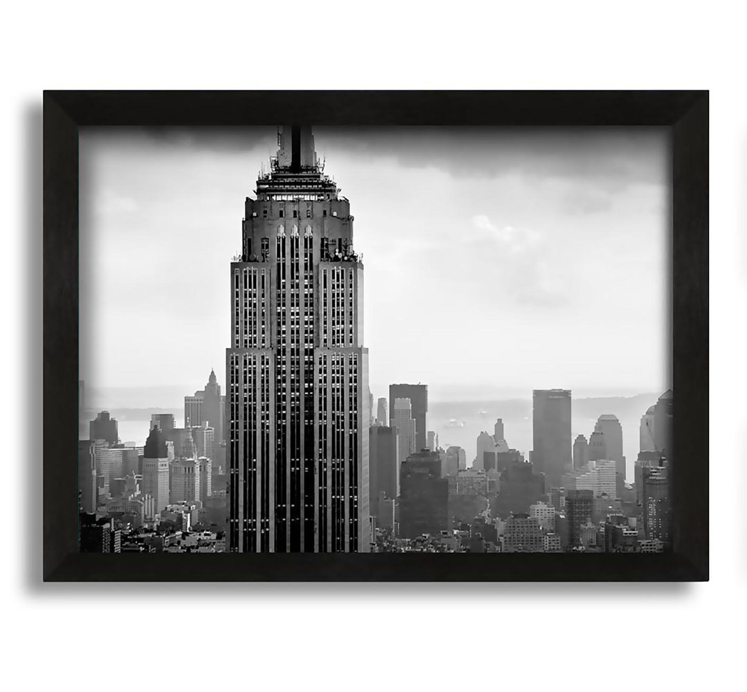 Gerahmtes Leinwandbild New York City Empire State B N W Skies