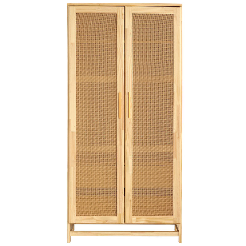 Portes d'armoire en bois massif Albertha, Naturel
