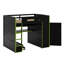 Lit mezzanine en bois avec bureau, garde-robe, grand espace de rangement et lumière DEL RVB-830232913