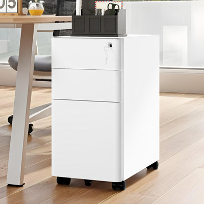 30cm Wide 3 -Drawer Mobile Steel File Cabinet