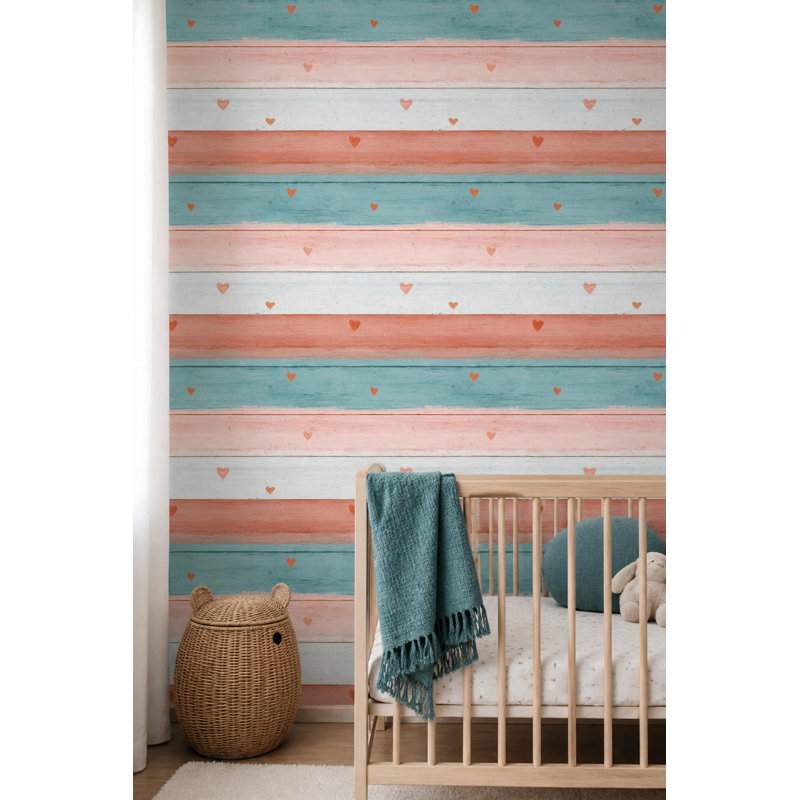 Papier peint rustique en bois, lames horizontales, bois peint, amovible, Textured Non-Pasted