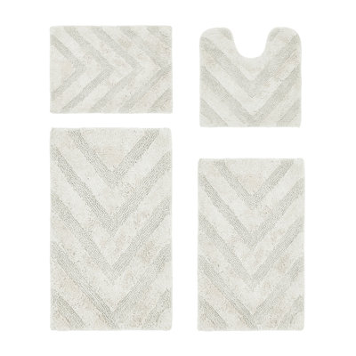 Ensemble de tapis pour salle de bain touffeté à 100% coton 2370 g / m² Hugo avec envers en latex anti-dérapant, certifié OEKO-TEX®, super absorbant et lavable à la machine, ivoire