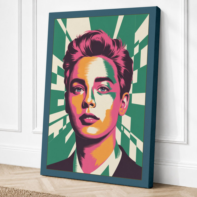 Portrait Pop Art - Wrapped Canvas, 18x12 - 45.7 x 30.5 cm, Black Border