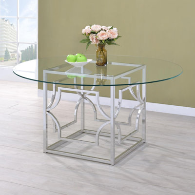 Round Glass Top Metal Base Dining Table