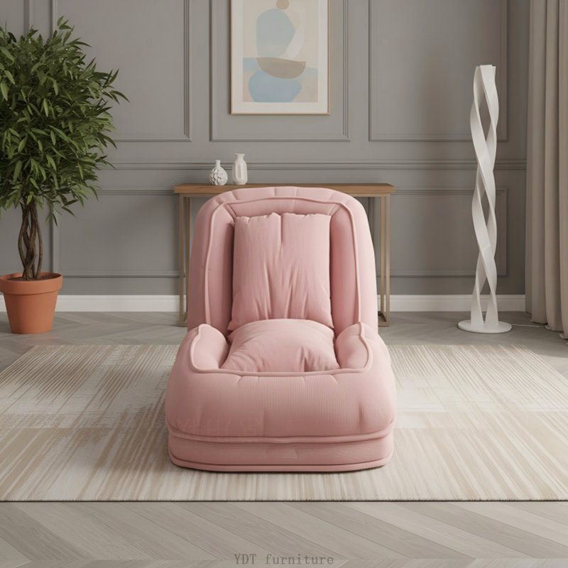 Canapé-lit rembourré pliable (rose), Velours côtelé rose
