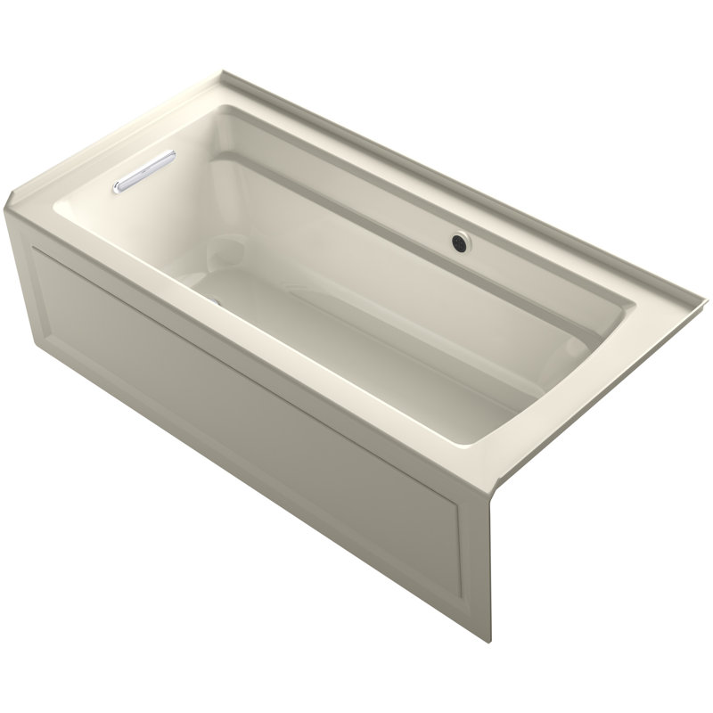 Archer 66" X 32" Alcove Bath with Bask Heated Surface, Integral Apron, Integral Flange, and Right-Hand Drain, Almond, Left