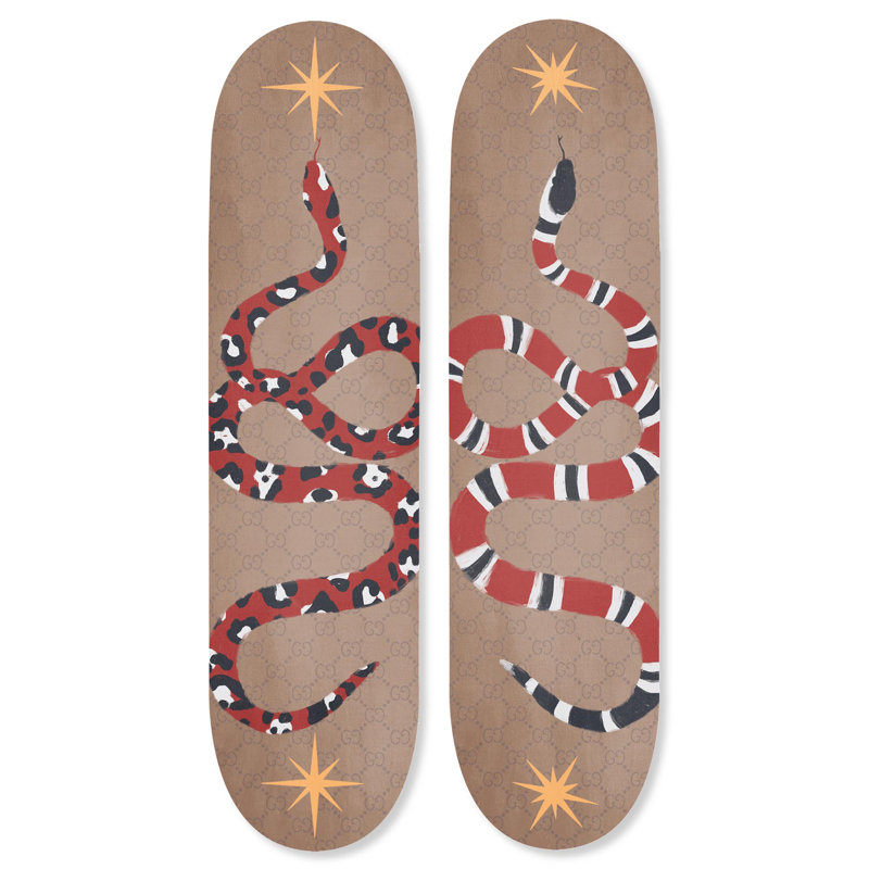 Modern Western Skateboard Acrylic Wall Art Set by Notoriart, 2 Panels, 8 x 32, Wild West, Wild West 