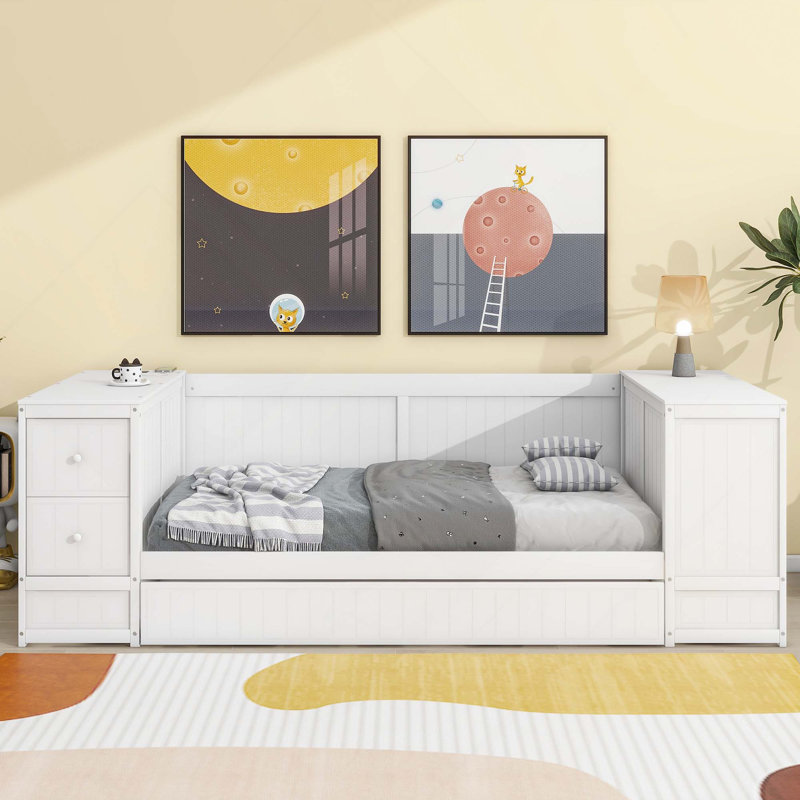 Lit de jour avec accoudoirs de rangement, Blanc