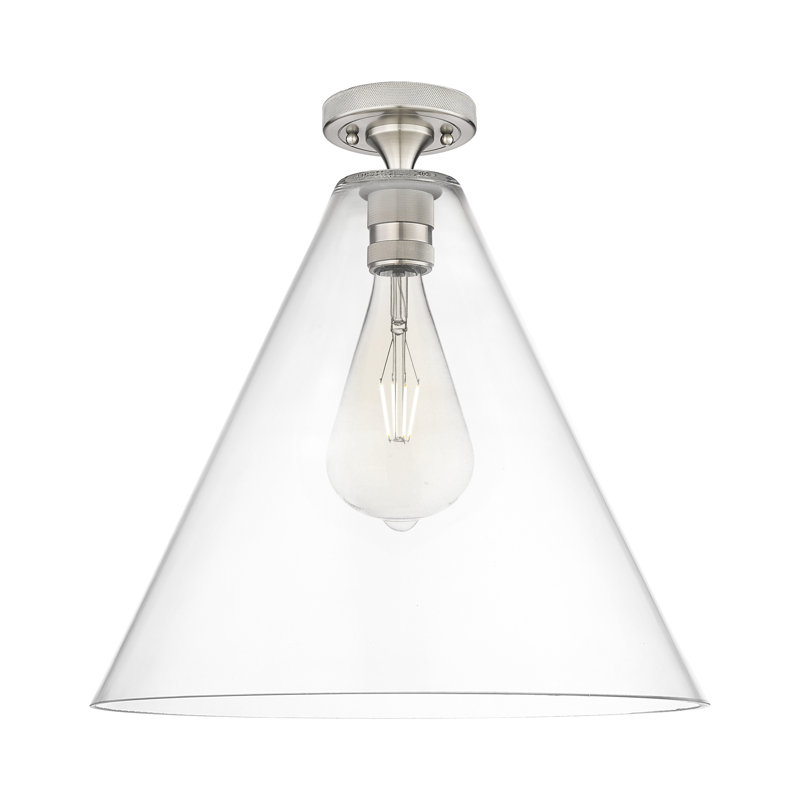 Saavedra - Plafonnier encastré 1 lumière Berkshire, Nickel satiné, 9.63" H x 16" W x 16" D, Clair