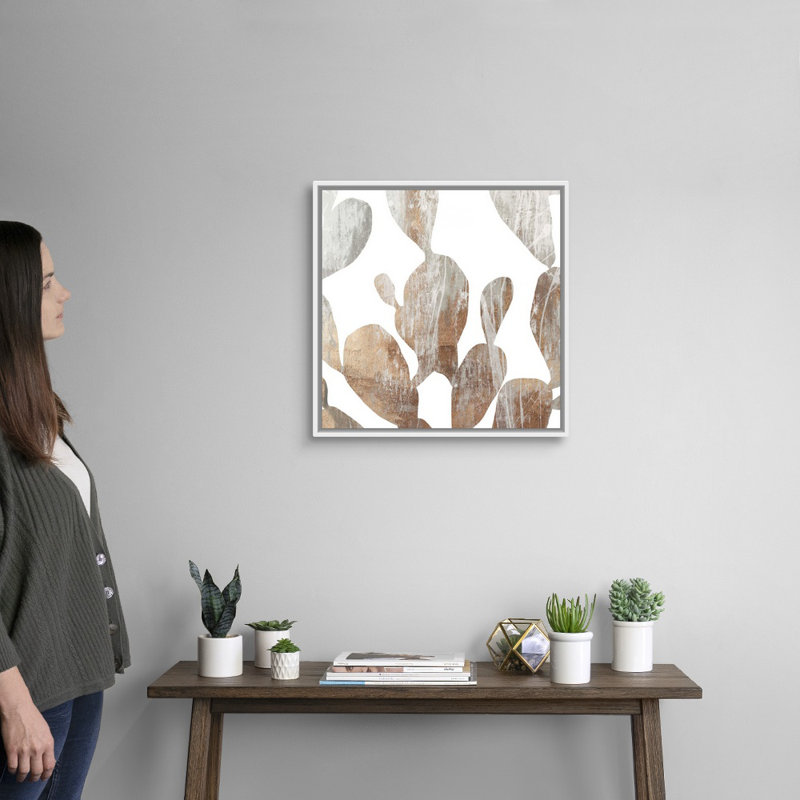Feuillage en marbre II-impression sur toile, H 22 po x l 22 po x P 1,75 po, Cadre blanc