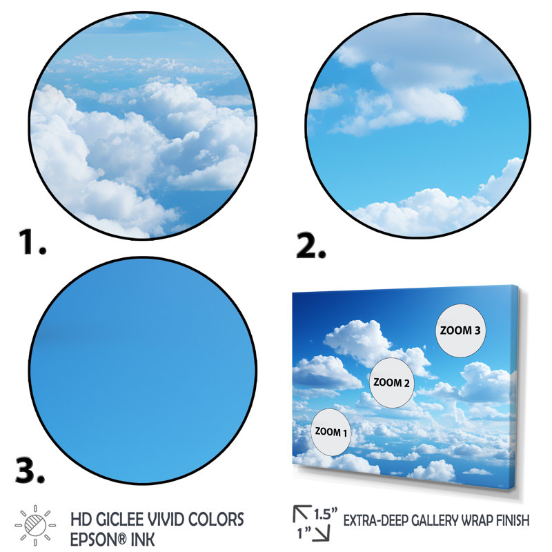 Sky Sky Horizon III - art mural ciel, Cadre flottant blanc, H 12 po x l 20 po x P 1 po