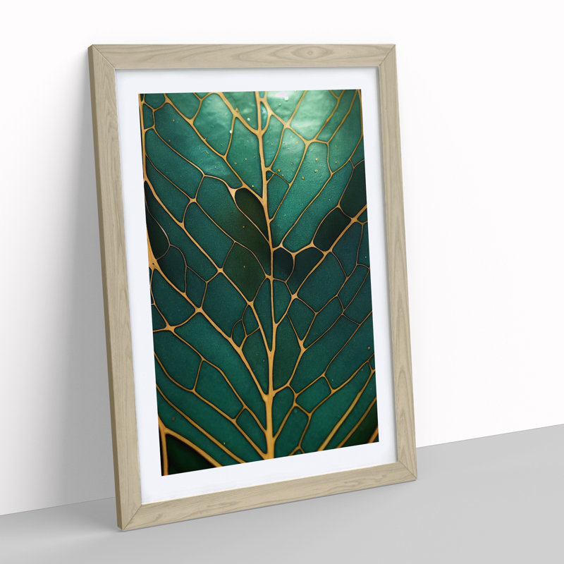 Awesome Leaf - Single Picture Frame Print, 64cm H x 46cm W x 2cm D, Oak Framed