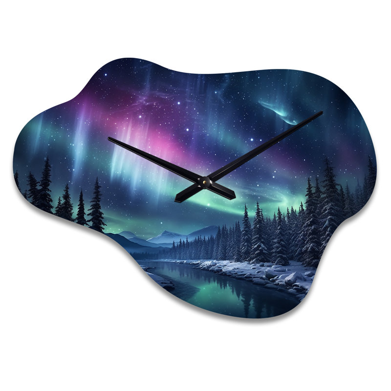 Horloge murale en métal Northern Lights III - Aurora Borealis, Petit