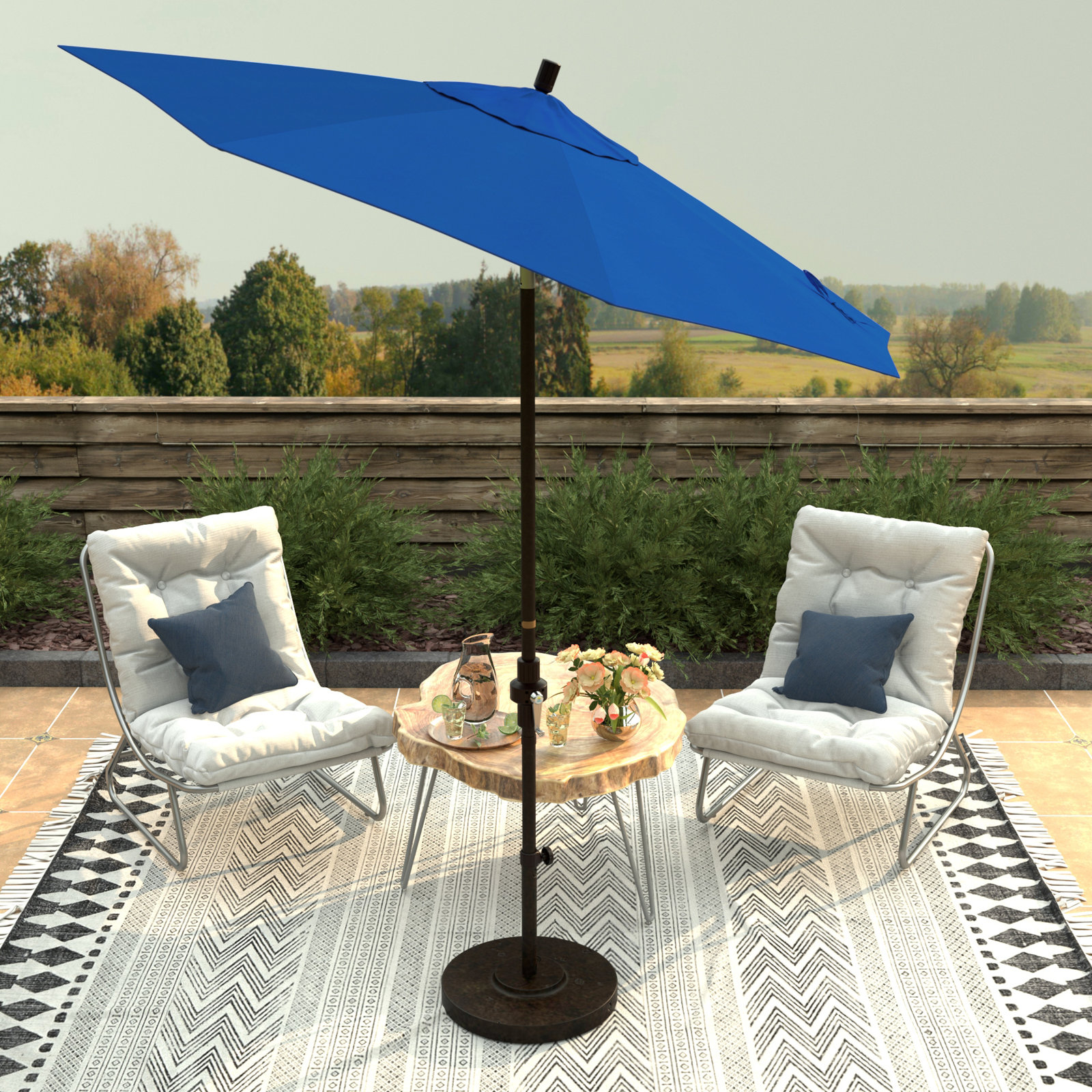 Che 90'' Outdoor Umbrella, Pacific Blue - Pacifica