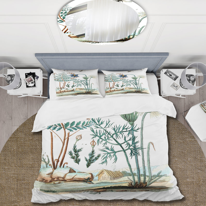 Ensemble de housse de couette style campagne antique Vintage, Housse de couette simple + 1 taie décorative stan