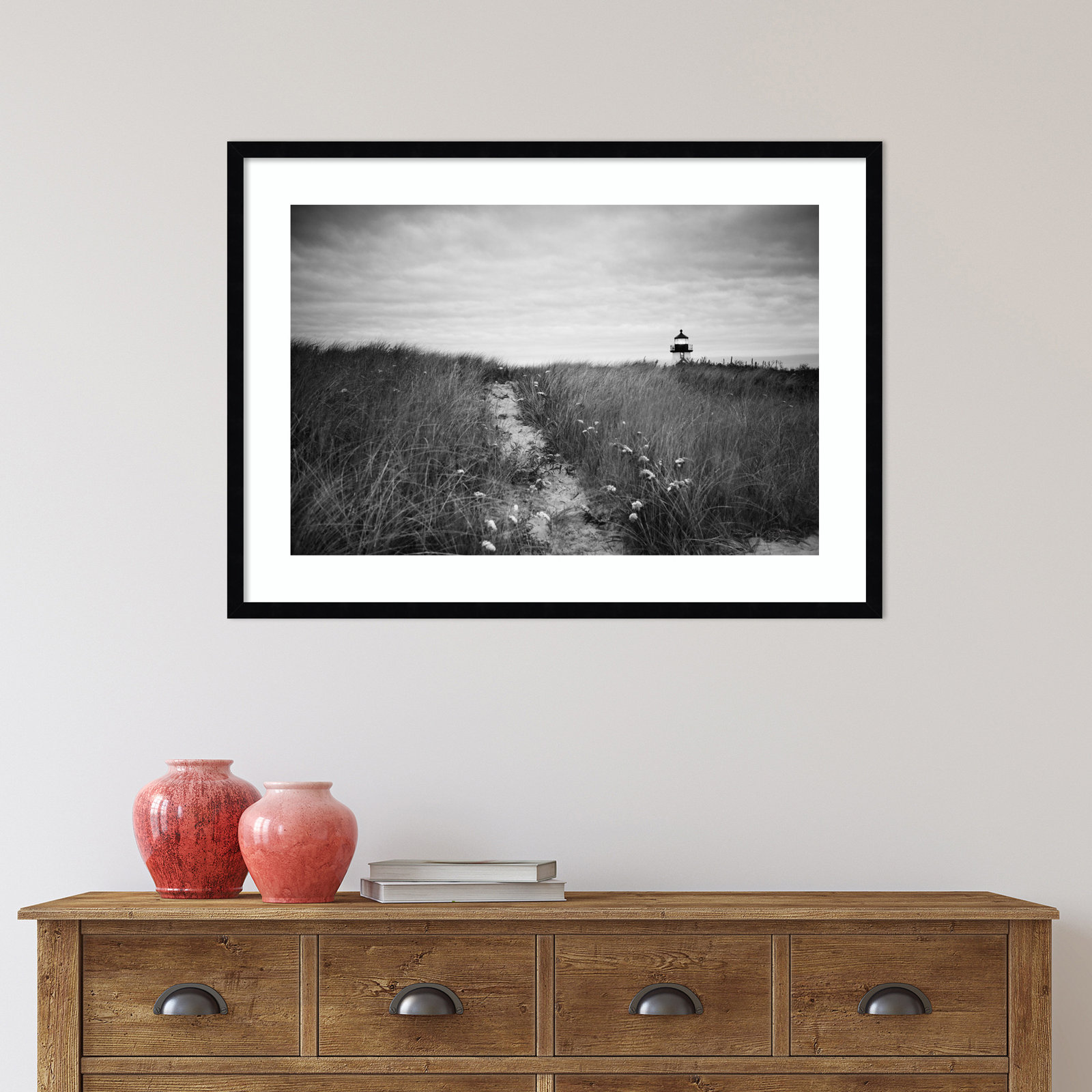 Nantucket Lighthouse by Aledanda, Black, 24" H x 33" W