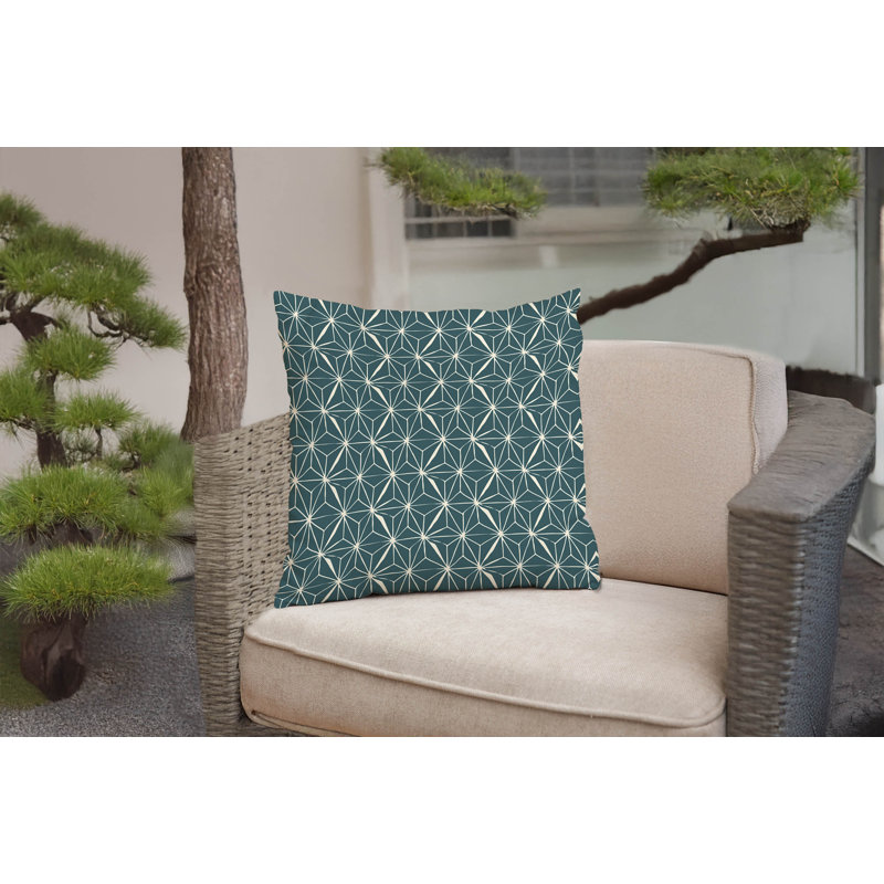 Coussin décoratif Asanoha Star, Turquoise poudreux, Carré 16 po