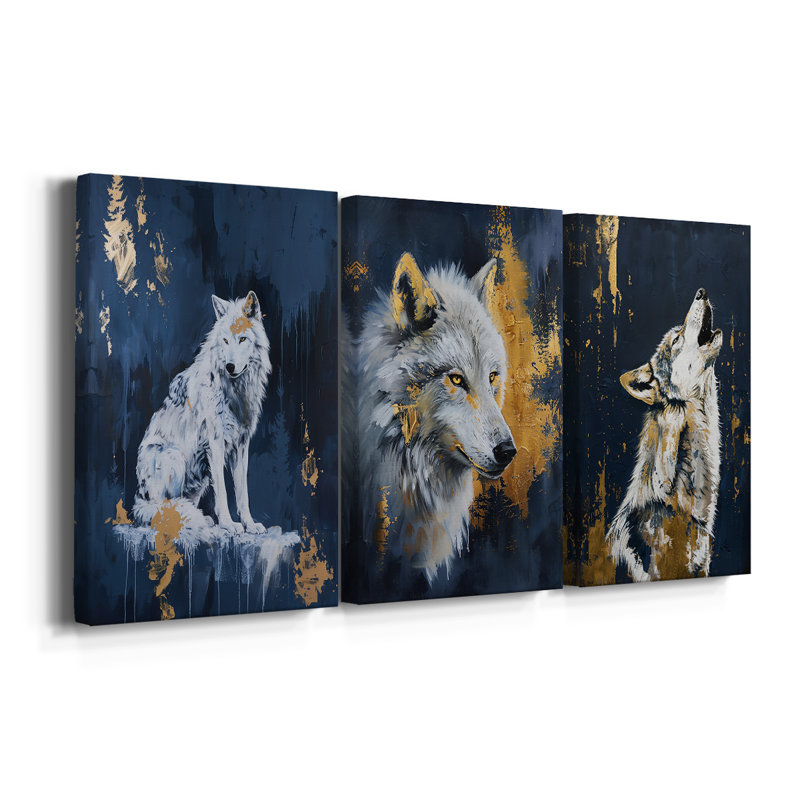 ANIMALS Series CXL III - Toile tendue avec châssis sur mesure - 3 pièces, H 48 po x l 96 po