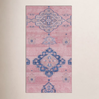 Davin Machine Washable Pink/Blue Rug