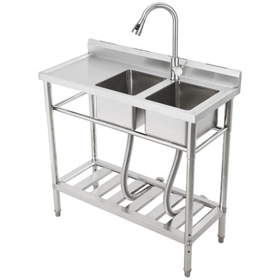 Évier utilitaire 47 po en acier inoxydable, cuve simple encastrée 18 po x 35 po