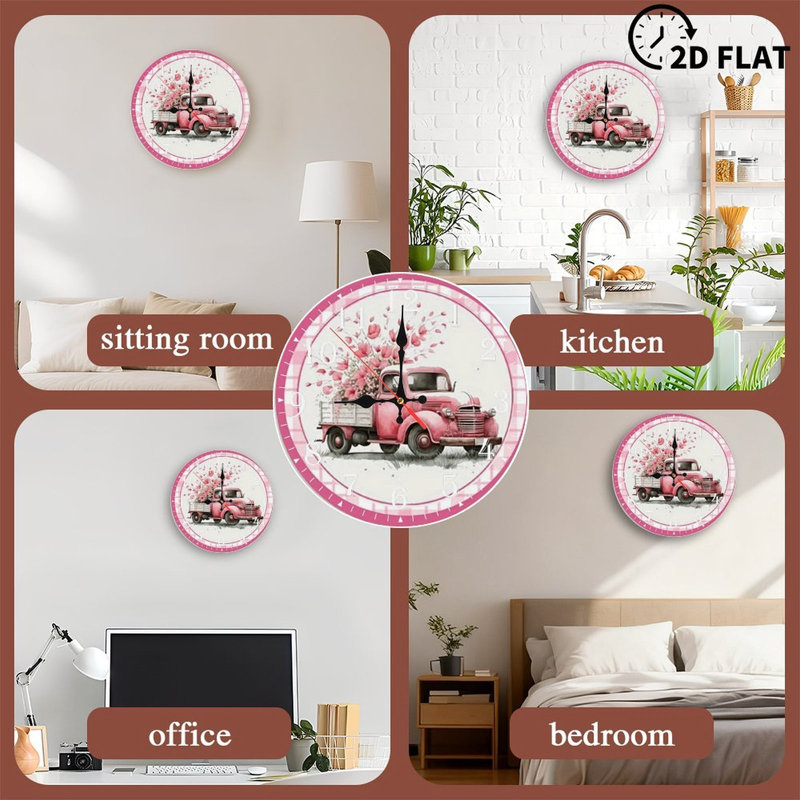 Horloge murale en bois 10 po, mouvement silencieux, à piles (piles AA non incluses), décor artistique, parfait pour les décorations