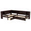 Lit plateforme en L simple avec lit gigogne, lit plateforme en bois massif avec tiroirs et tablettes de rangement, pas de sommier nécessaire, espresso-681011642