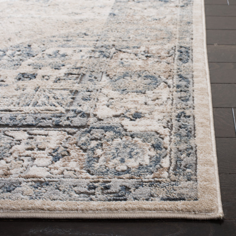 Ivory and Blue Tufted Handmade 4' x 6' Area Rug