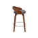 Maxime Swivel Counter or Bar Height Bar Stool with Open Low Back in Faux Leather and Wood