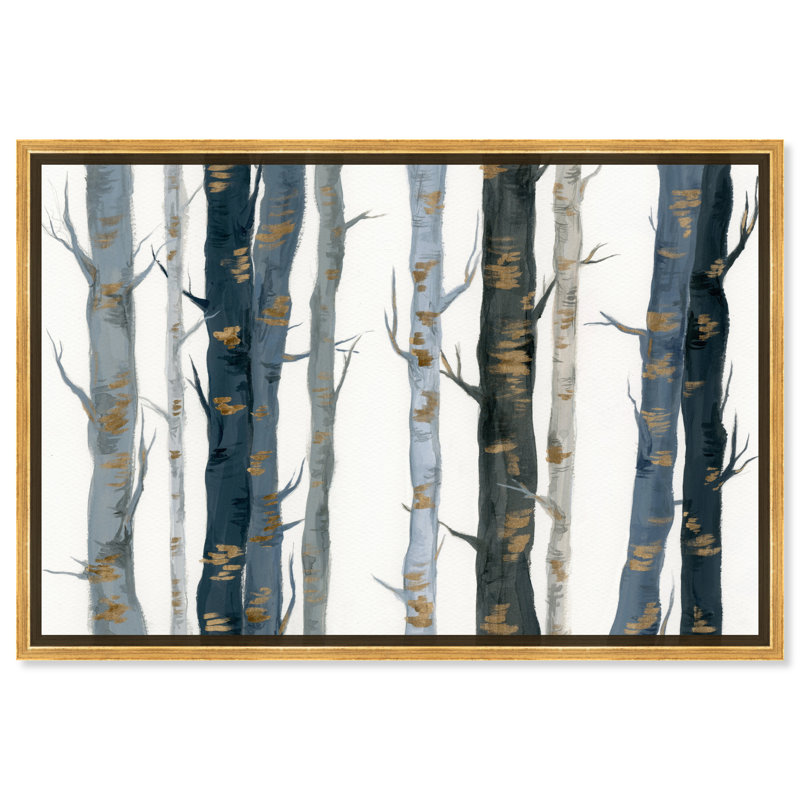 Nature et paysage derrière les bois - impression sur toile tendue, H 16 po x l 24 po, Cadre doré