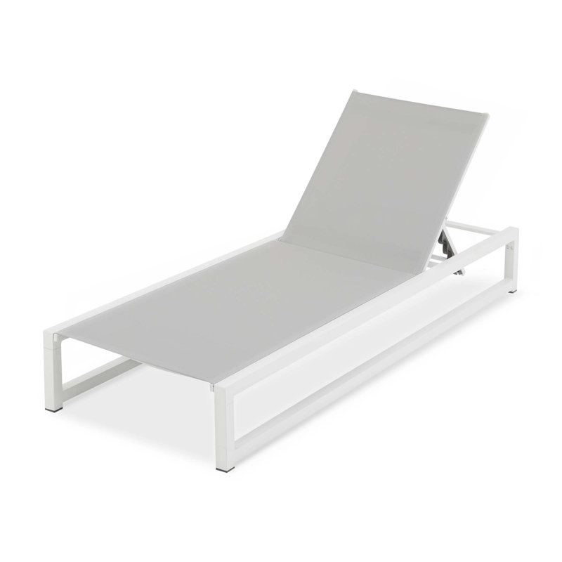 Chaise longue d'extérieur réglable à 5 niveaux 2 pièces, structure en aluminium durable et filet Textilene