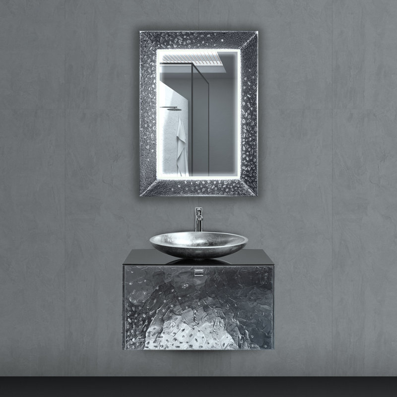 Miroir de salle de bain Glam, 38,6 po x 27,6 po, Argent